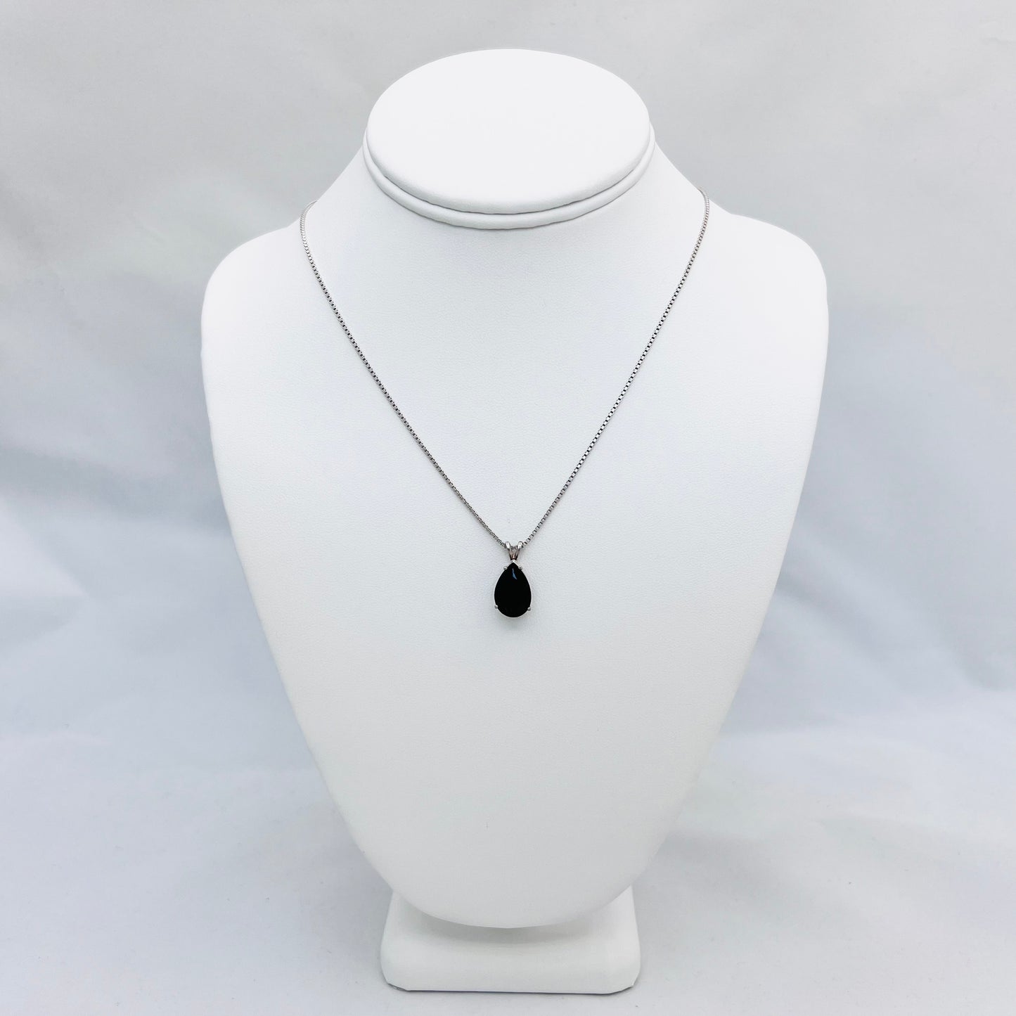 15x10mm Pear Shaped Smokey Quartz .925 Silver Pendant on 1.2mm 18" Venetian Box Chain