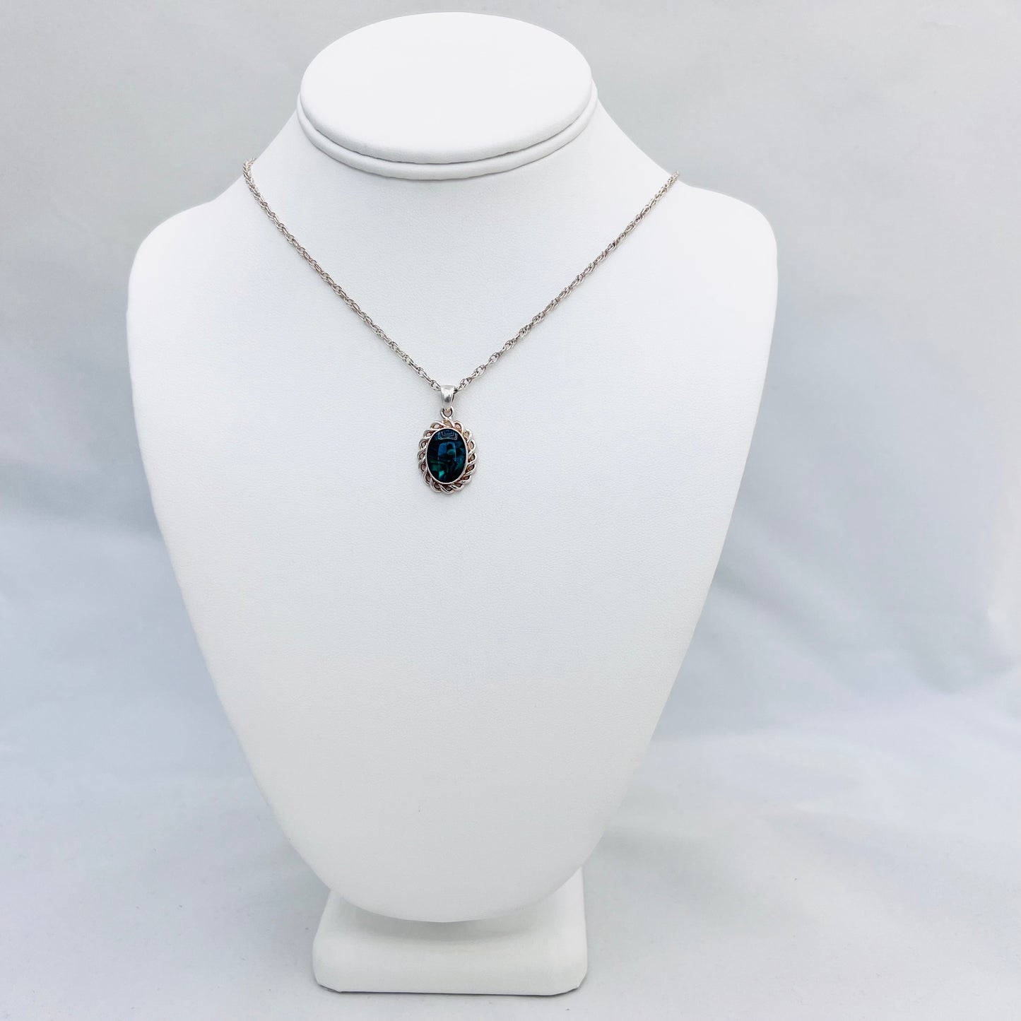 14x10mm Pāua Shell .925 Silver Double Rope Chain Necklace