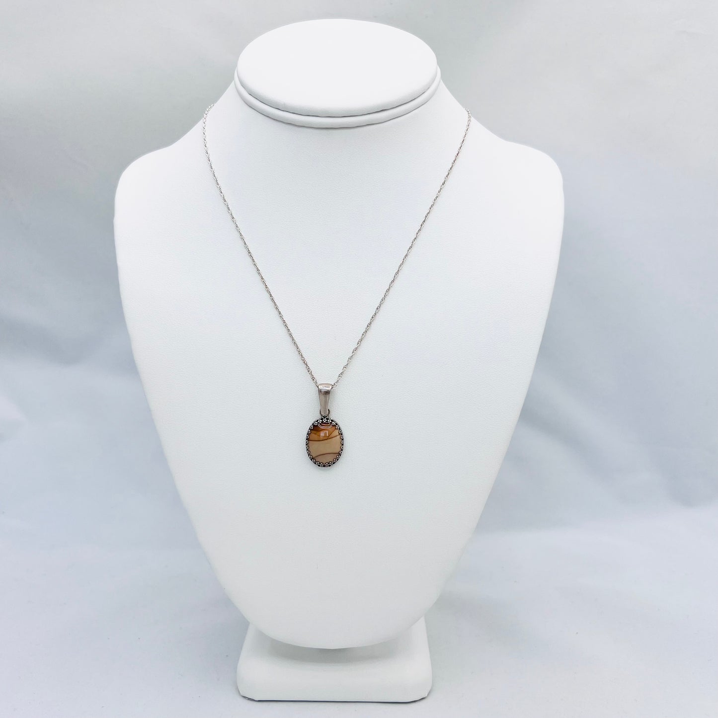 18x13mm Oval Bruno Jasper Sterling Silver Pendant on 20" 1.3mm Double Rope Chain