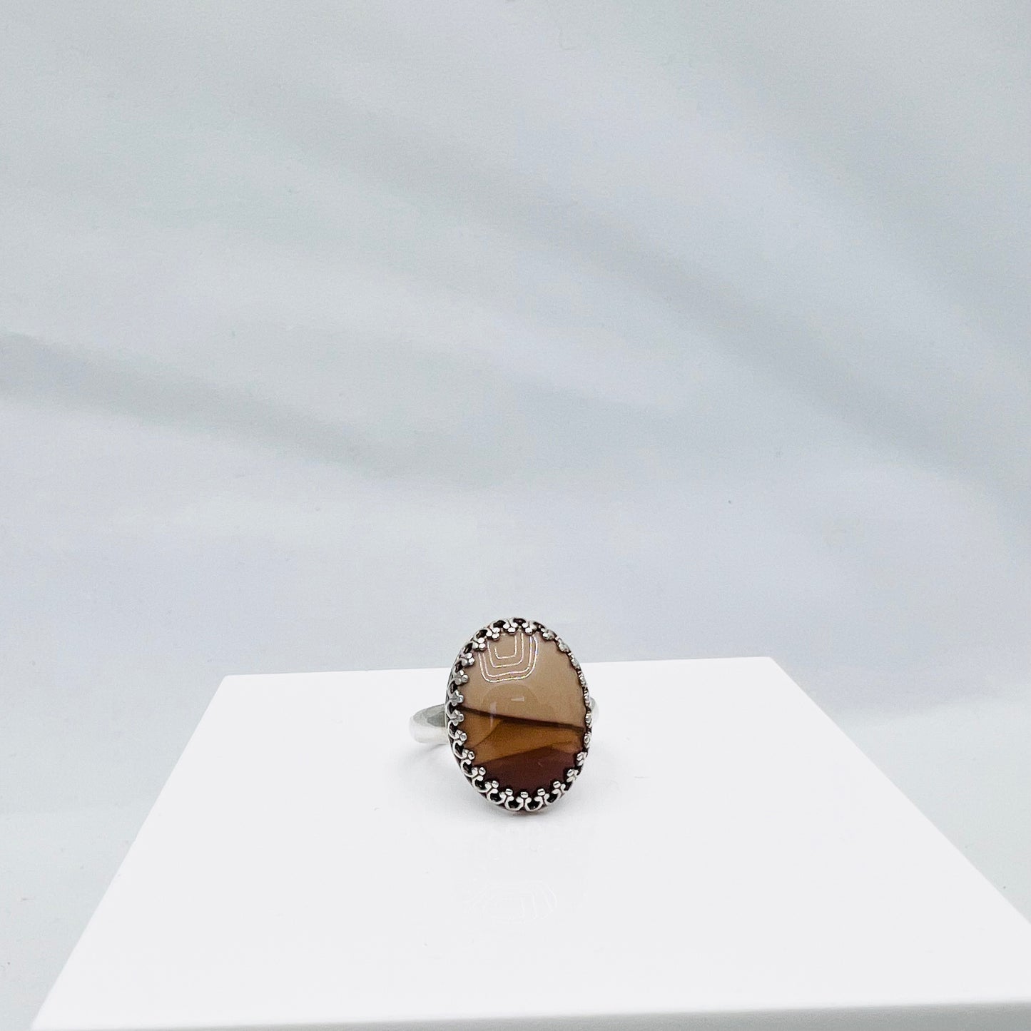 Bruno Jasper 18x13MM .925 Antiqued Silver Ring, Sized 6.5