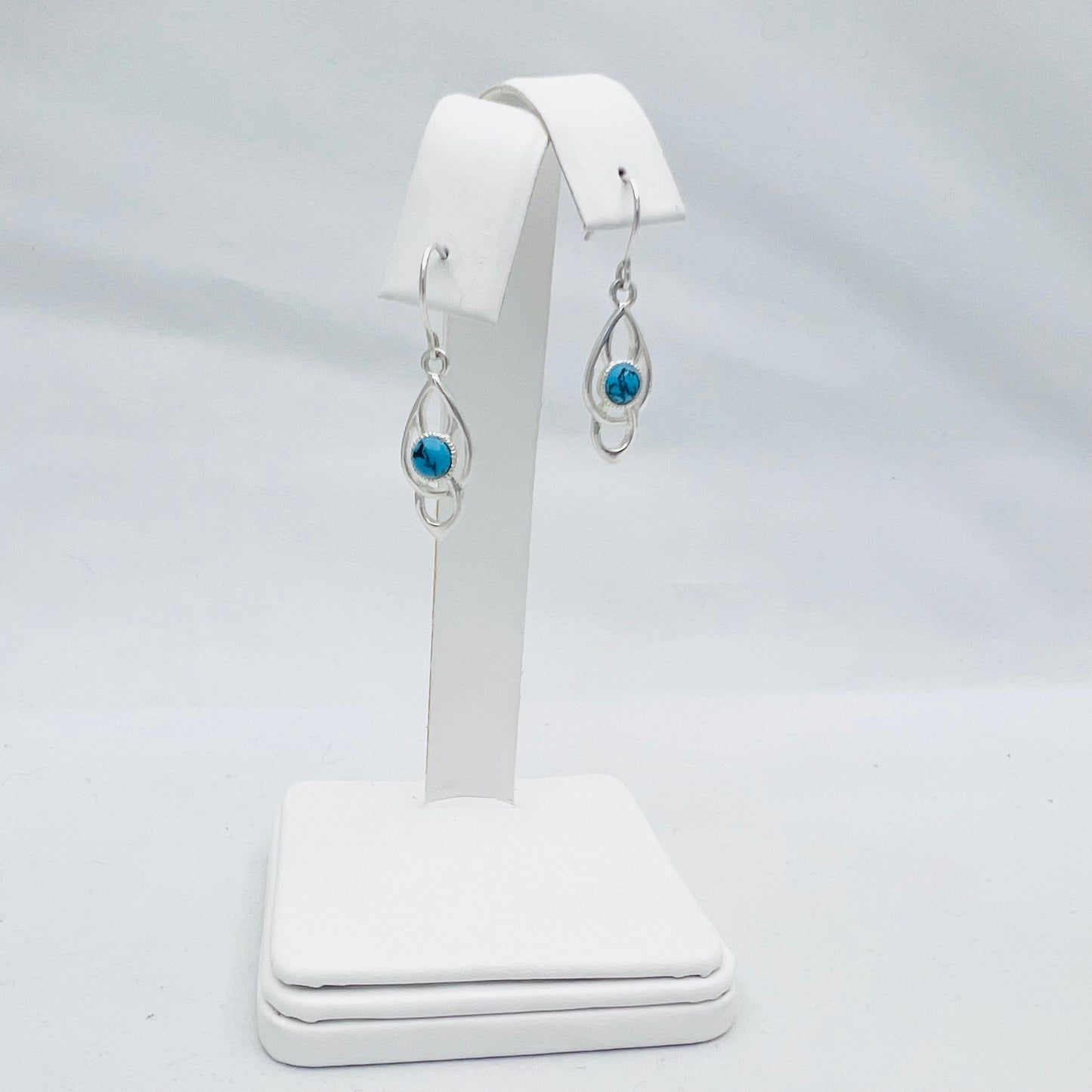 4mm Round Turquoise .925 Silver Celtic Dangle Earrings