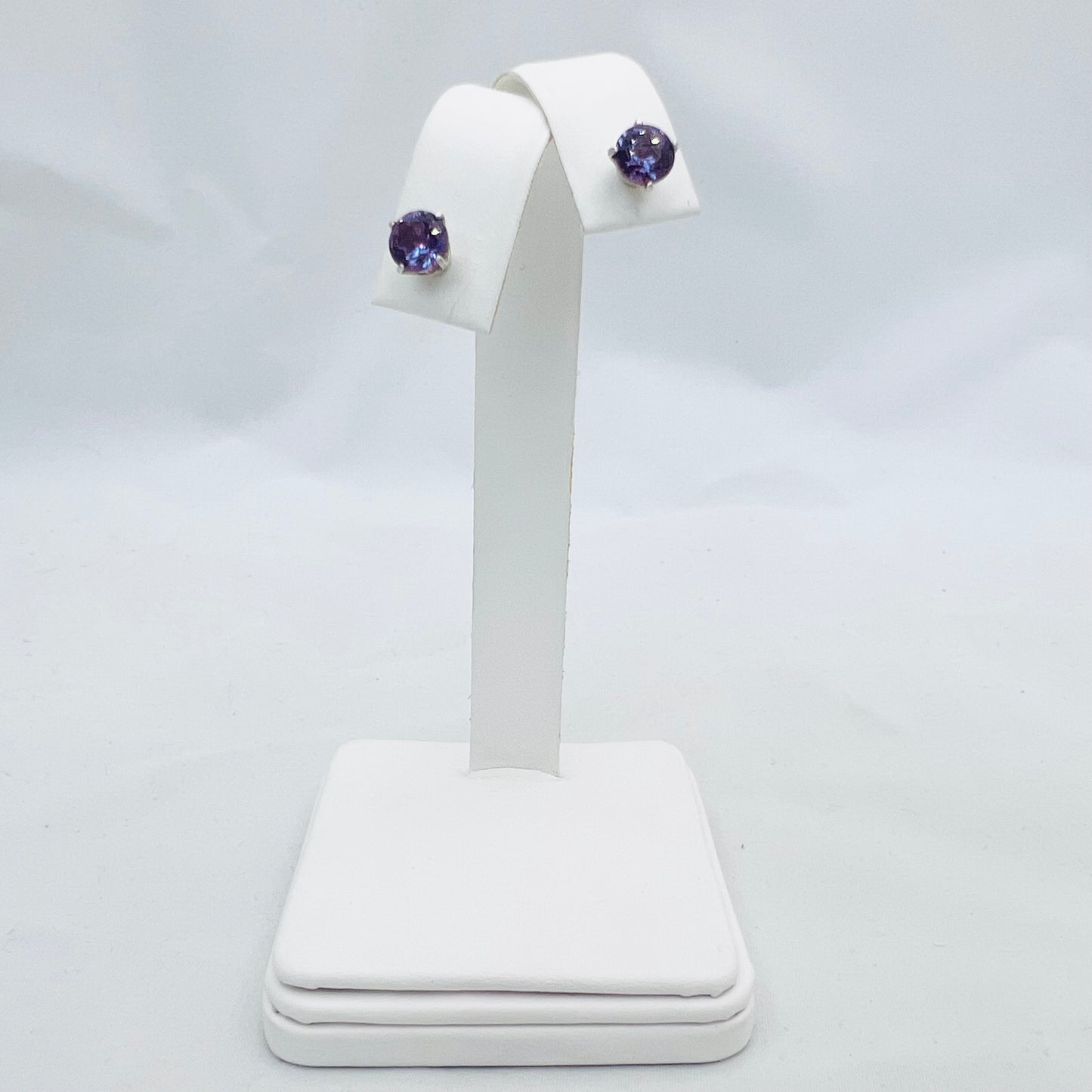 6mm Lab Created Alexandrite .925 Silver Post Earrings