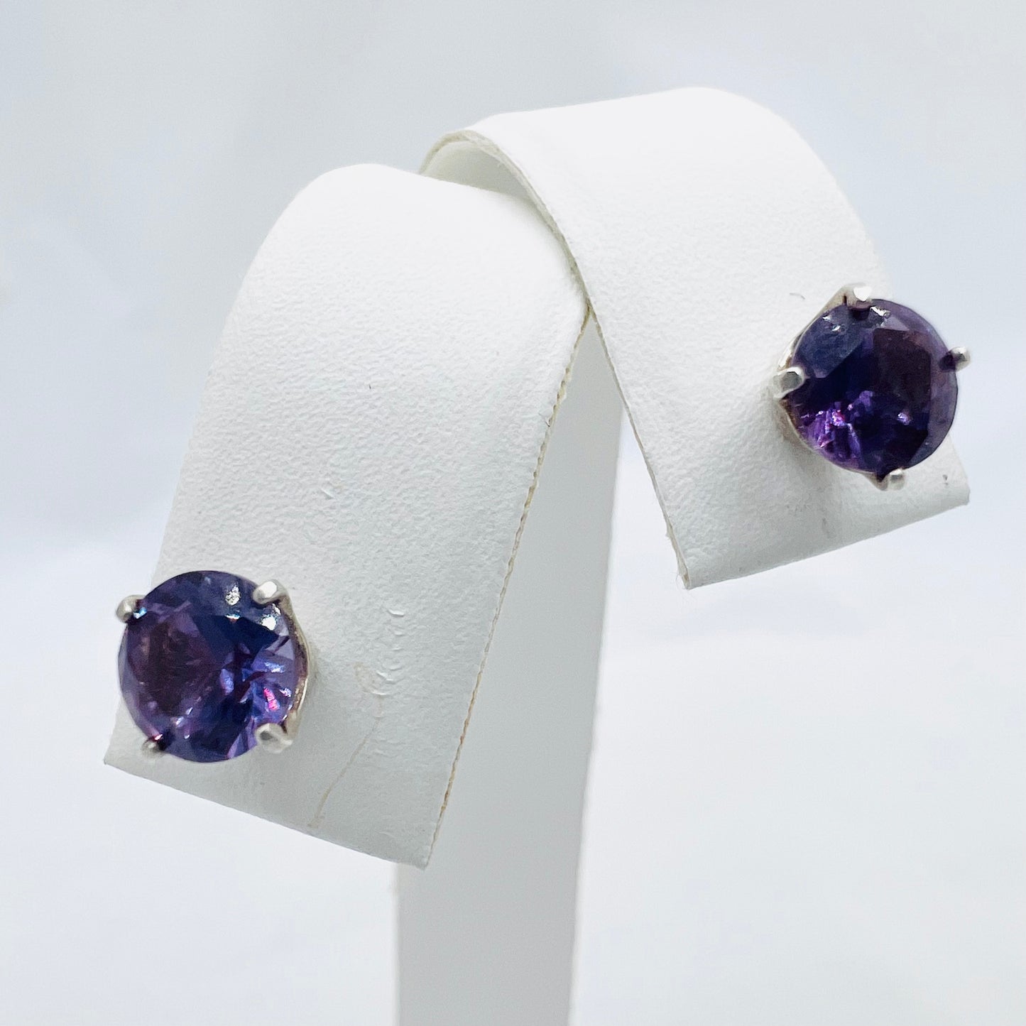 6mm Lab Created Alexandrite .925 Silver Post Earrings