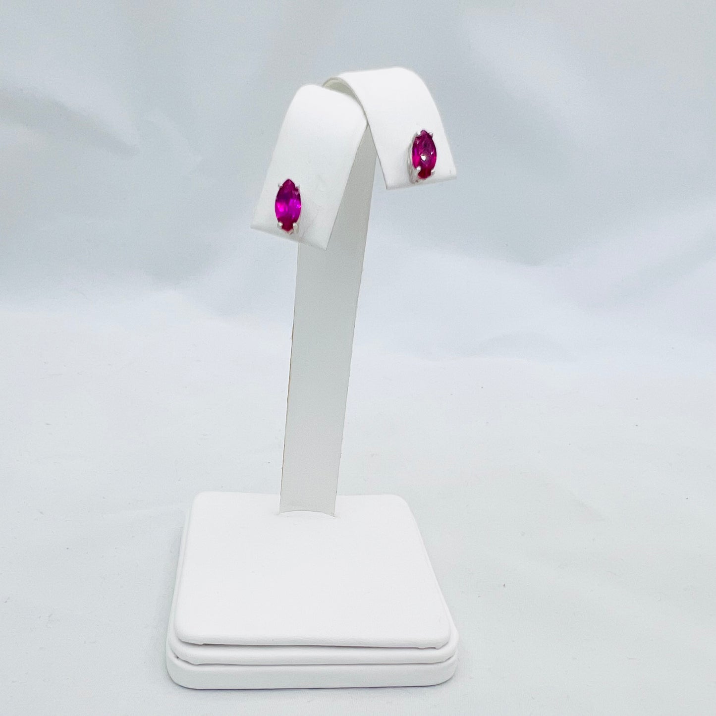 8x4mm Marquis Cut Lab Created Ruby .925 Silver Post Earrings