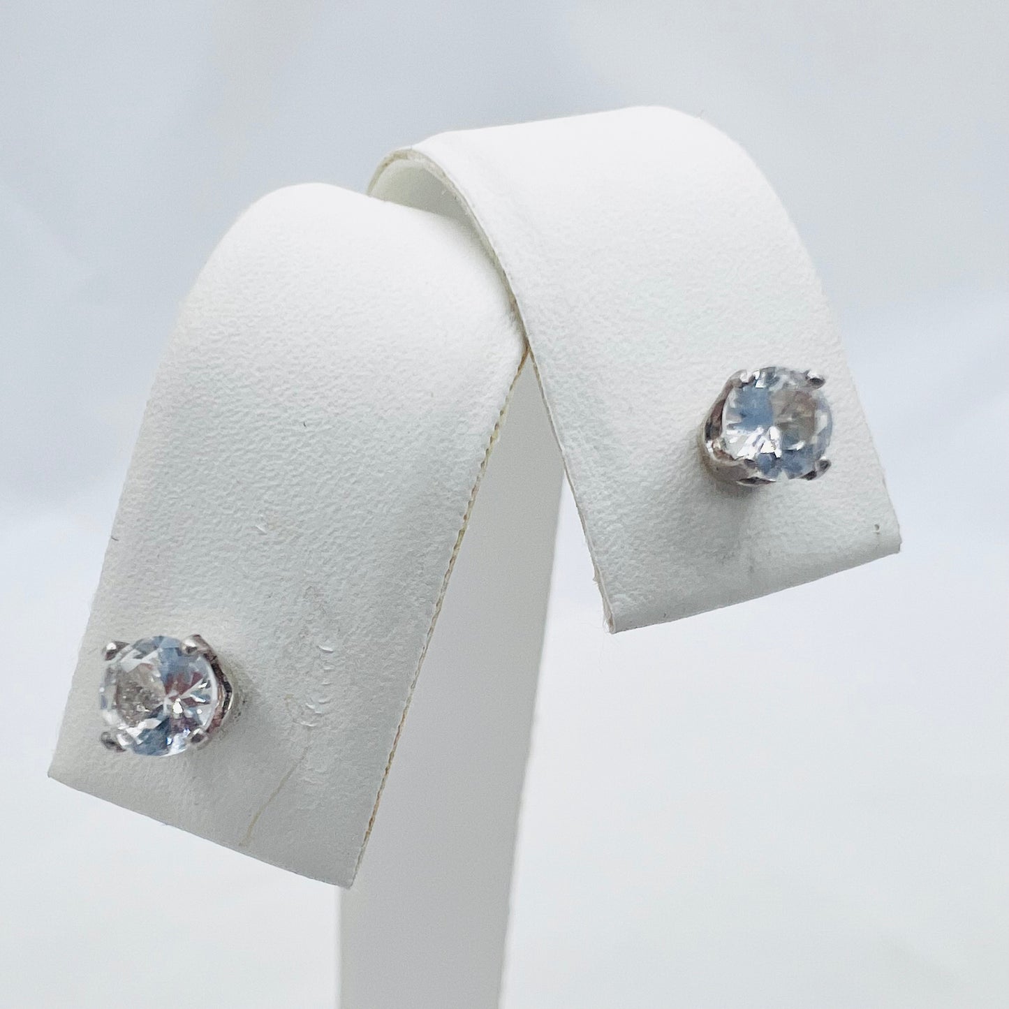 4mm Round Lab White Sapphire .925 Silver Post Earrings