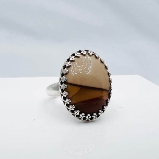 Bruno Jasper 18x13MM .925 Antiqued Silver Ring, Sized 6.5