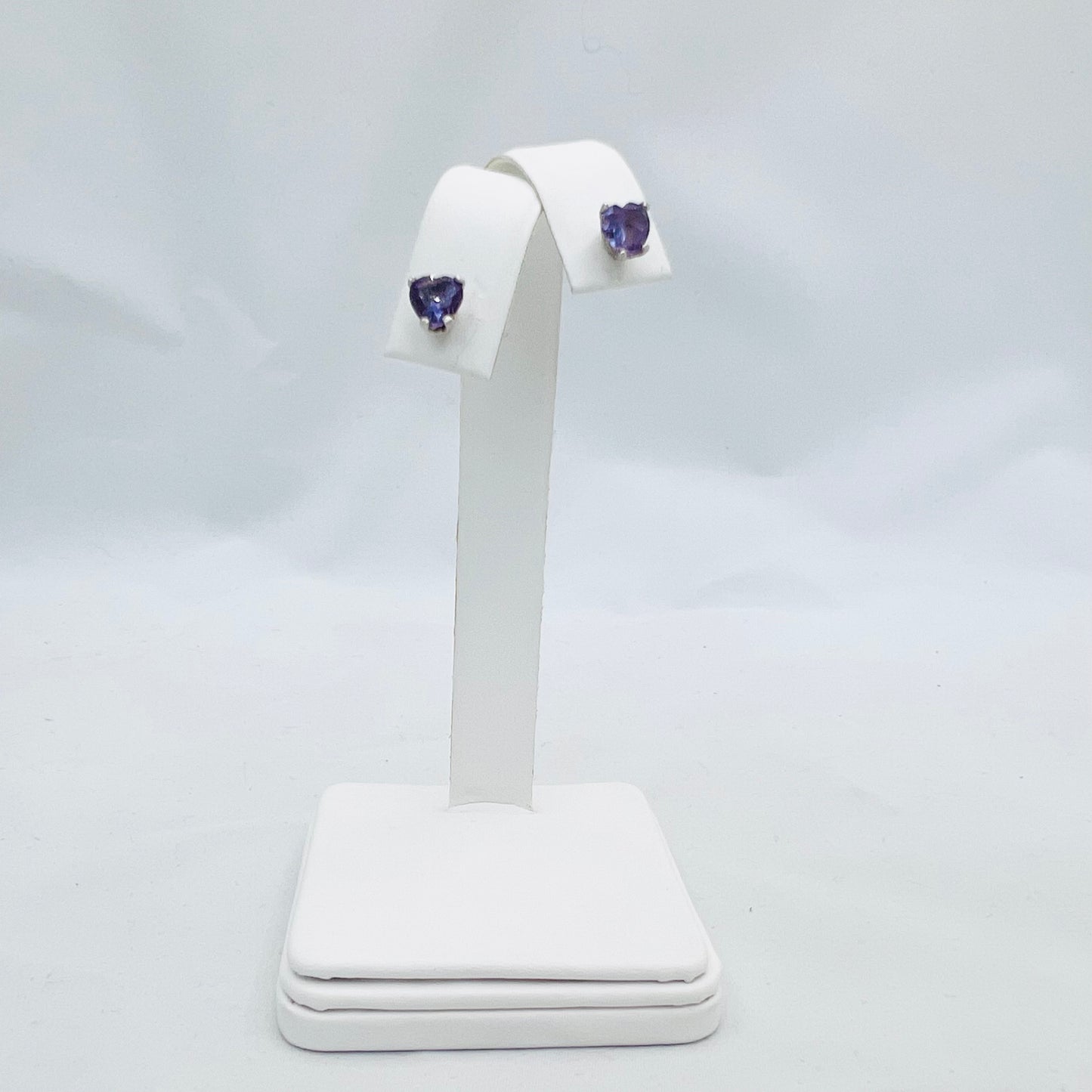 6mm Heart Shaped Lab Created Alexandrite .925 Silver Post Earrings
