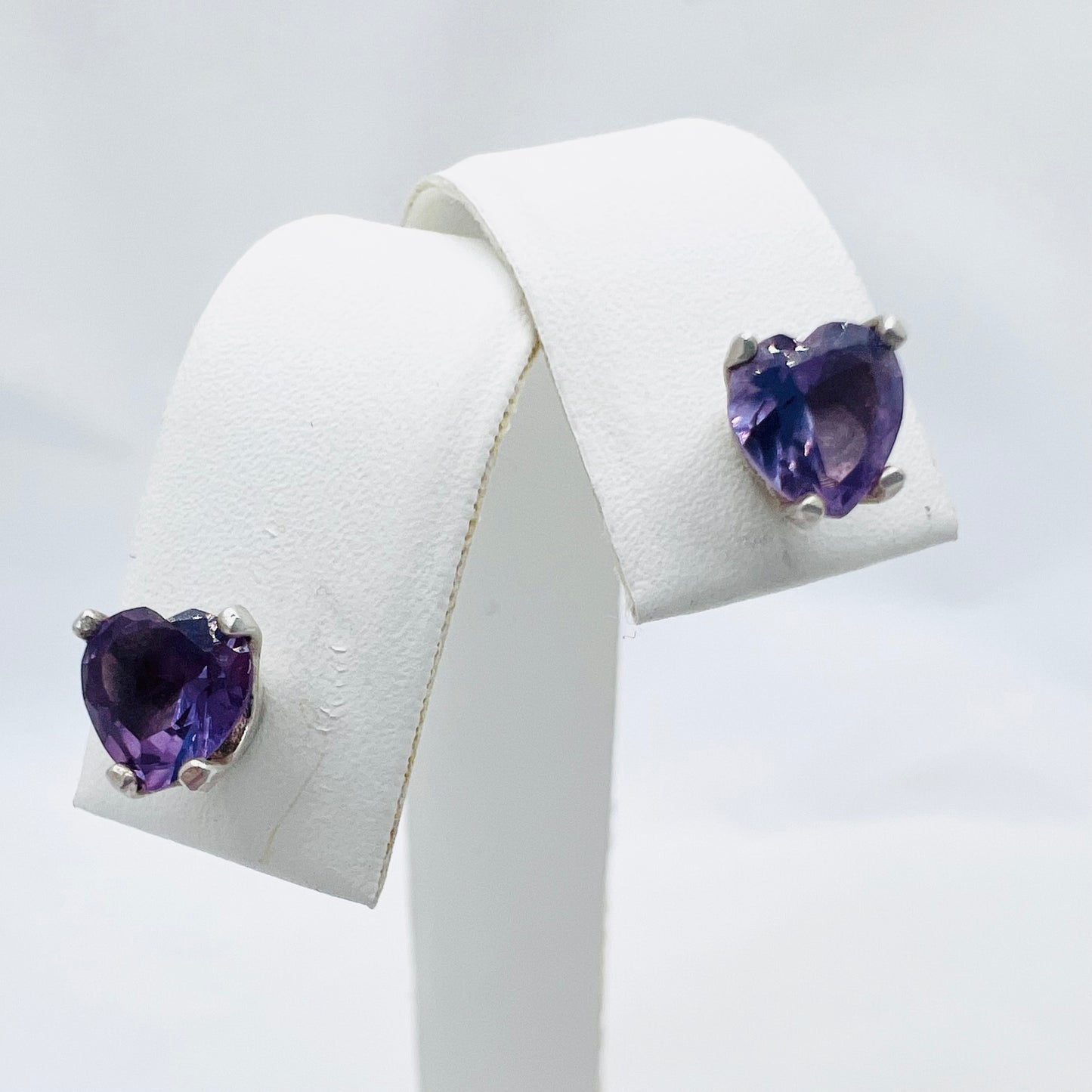 6mm Heart Shaped Lab Created Alexandrite .925 Silver Post Earrings
